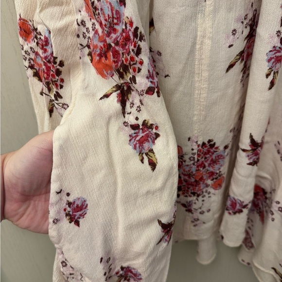 Free People Tree Swing Cream Floral Mini Dress Size S w Purple Flowers Boho - Picture 4 of 9